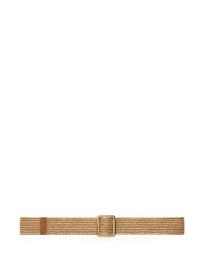 Liviana Conti Pauline Woven Square-buckle Belt In Neutrals