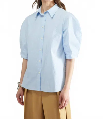 Liviana Conti Pin Stripe Cotton Blouse In Millerighe Light Blue