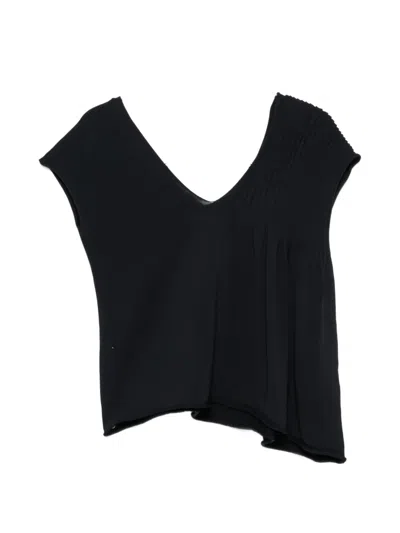 Liviana Conti Pleated V-neck Top In Black