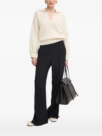 Liviana Conti Polo-neck Ribbed Sweater In White