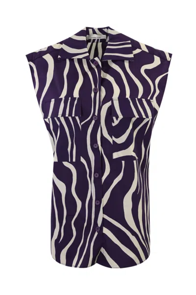 Liviana Conti Printed Poplin Shirt In Purple