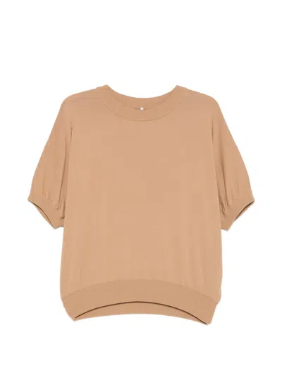Liviana Conti Puffed Sleeve Blouse In Brown