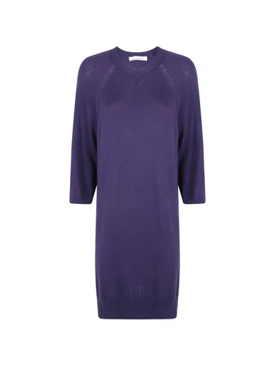 Liviana Conti Raglan-sleeve V-neck Dress In Purple