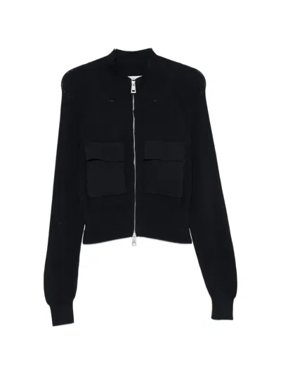 Liviana Conti Ribbed-knit Flap-pocket Cardigan In Blue