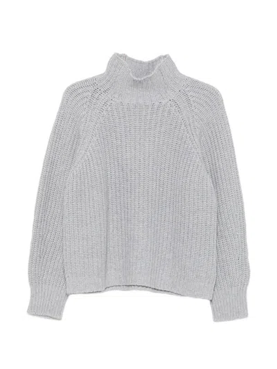 Liviana Conti Ribbed-knit High-neck Sweater In Gray