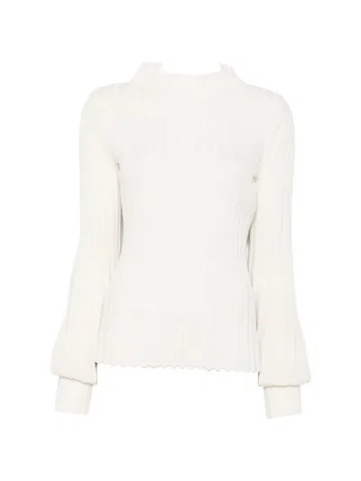 Liviana Conti Ribbed-knit Mock-neck Sweater In Neutral