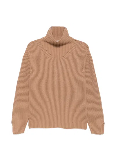 Liviana Conti Ribbed-knit Turtleneck Sweater In Brown