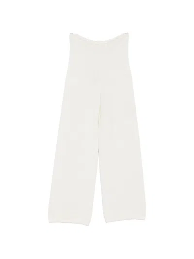 Liviana Conti Ribbed-knit Wide-leg Trousers In White