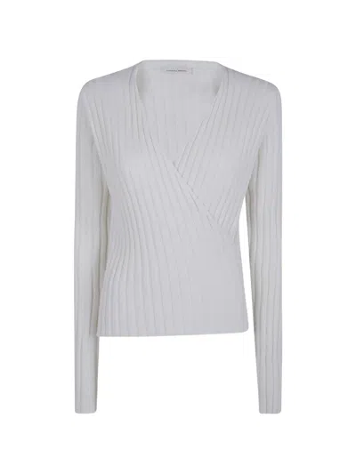 Liviana Conti Ribbed-knit Wrap-style Sweater In White
