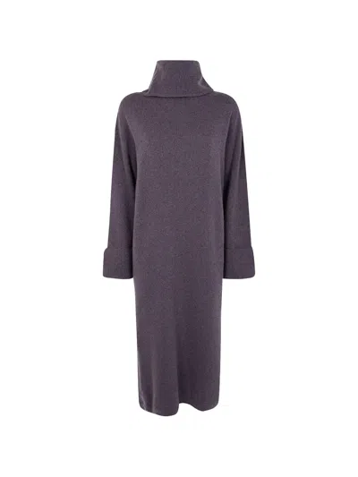 Liviana Conti Roll-neck Cashmere Midi Dress In Purple