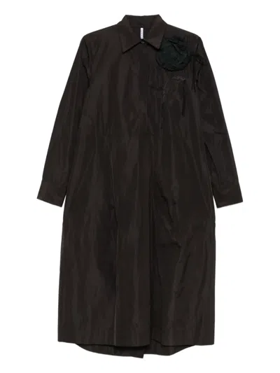 Liviana Conti Rose-embellished Shirt Dress In Brown