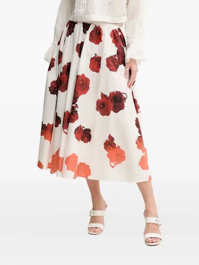 Liviana Conti Rose-print Pleated Midi Skirt In Multi