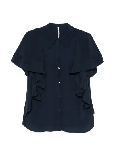 Liviana Conti Ruffled Short-sleeve Blouse In Blue