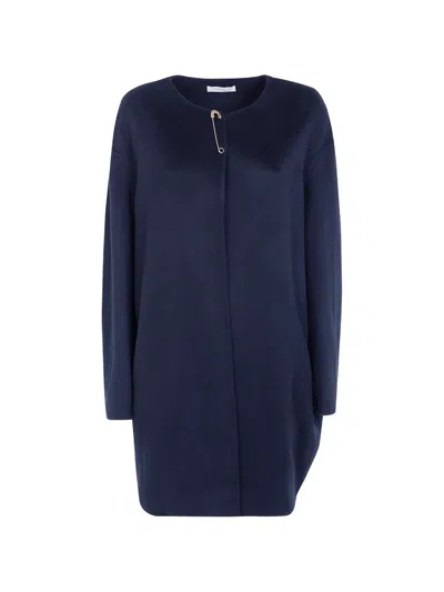 Liviana Conti Safety-pin Wool Coat In Blue