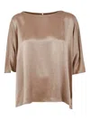 Liviana Conti Diana Short Sleeve Satin Shirt In Brown