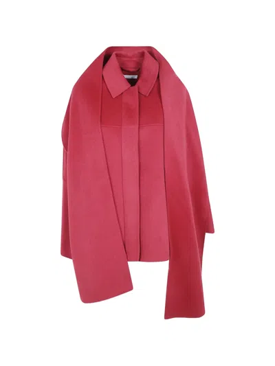 Liviana Conti Scarf-detail Wool Coat In Red