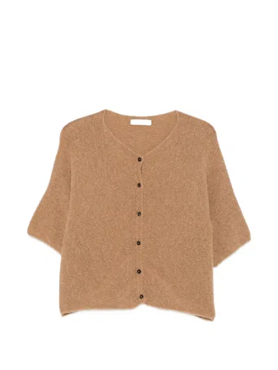 Liviana Conti Short-sleeve Cardigan In Brown