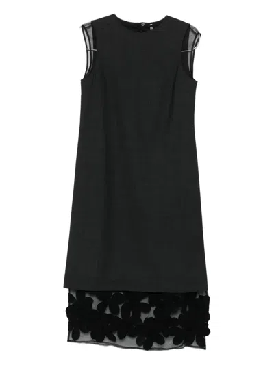 Liviana Conti Sleeveless Floral-panel Dress In Animal Print