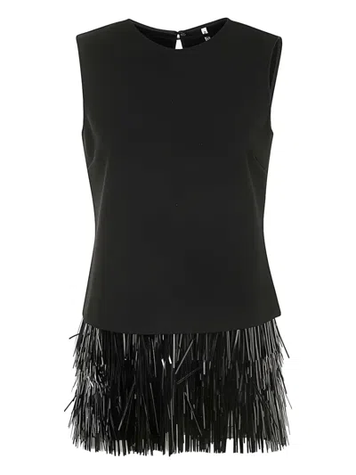 Liviana Conti Sleeveless Fringed Blouses In Black