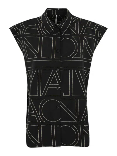 LIVIANA CONTI SLEEVELESS SHIRT WITH LOGO EMBROIDERY