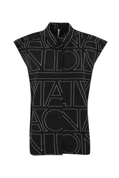 Liviana Conti Sleeveless Shirt With Logo Embroidery In Ricamologo Nero
