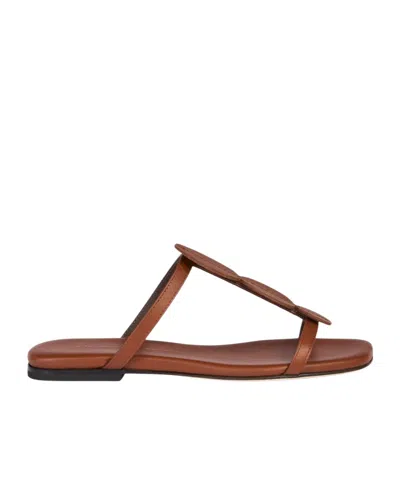 Liviana Conti Square-headed Flat Sandals In Cuoio