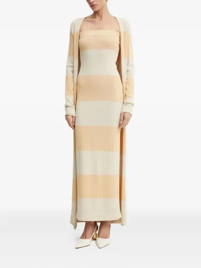 Liviana Conti Strapless Striped Maxi Dress In Neutral