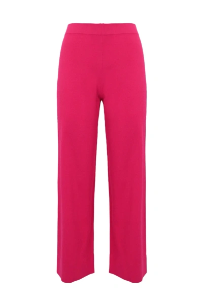 Liviana Conti Stretch Viscose Trousers In Fuxia/bacca Di Goji