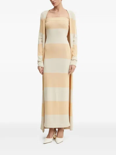 Liviana Conti Stripe Cardigan Dress Set In Neutral
