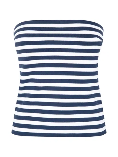 Liviana Conti Striped Bandeau Top In Blue