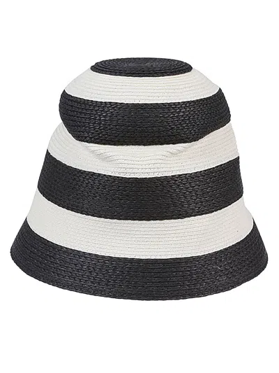 Liviana Conti Striped Cloche Hat In Black