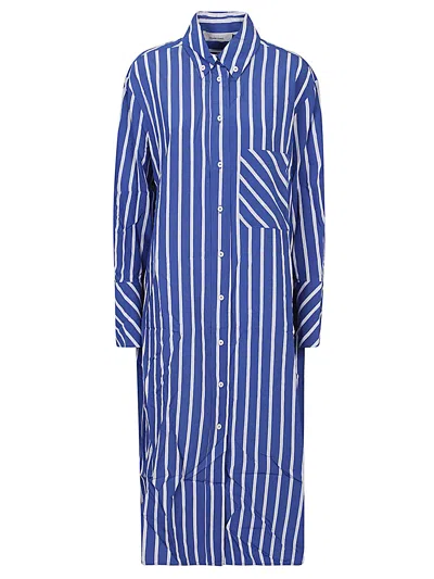 Liviana Conti Striped Maxi Shirt In Blue