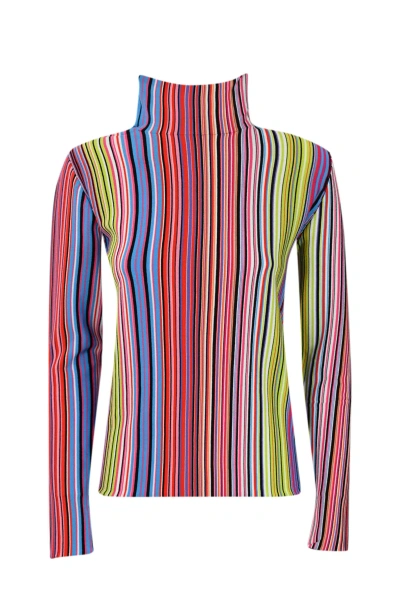 Liviana Conti Striped Viscose Jumper In Multicolour