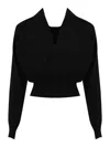 Liviana Conti Crossover Sweater In Technical Nylon In Black