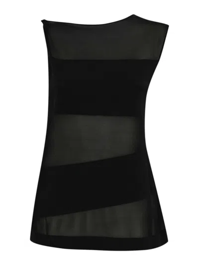 Liviana Conti Viscose Banded Sweater In Nero