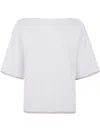 Liviana Conti Relief Pattern Sweater In White Barley