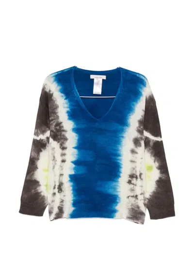 Liviana Conti Tie-dye V-neck Sweater In Blue