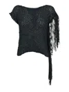 Liviana Conti Crochet Top With Fringes In Black
