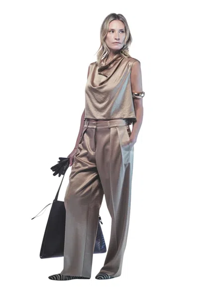 Liviana Conti Top Ava Woman  Draped Neckline In Gold