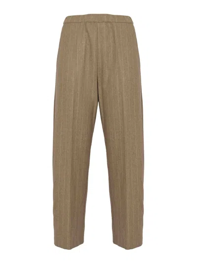 Liviana Conti Tristan Pinstriped Trousers In Cashmere Cloth In Green