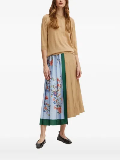 Liviana Conti V-neck Back-stitch Sweater In Brown
