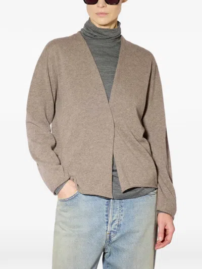 Liviana Conti V-neck Knitted Cashmere Cardigan In Brown