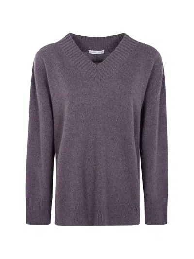 Liviana Conti V-neck Long-sleeves Sweater In Gray
