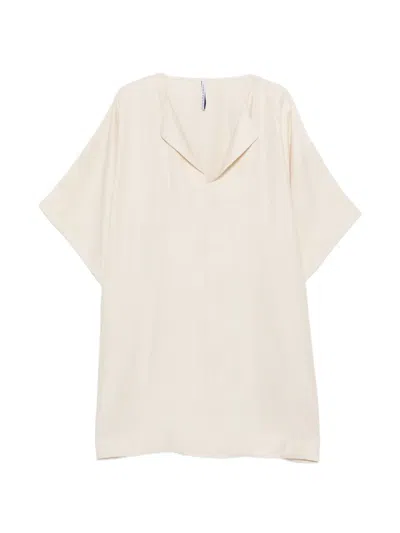 Liviana Conti V-neck Short-sleeve Mini Dress In Neutral