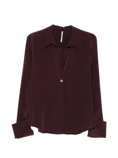 Liviana Conti V-neck Wide-cuff Blouse In Red