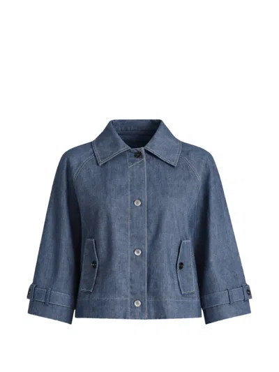 Liviana Conti Waylen Buttoned Rear-pleat Denim Jacket In Blue