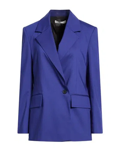 Liviana Conti Woman Blazer Bright Blue Size 10 Polyester, Wool, Elastane In Black