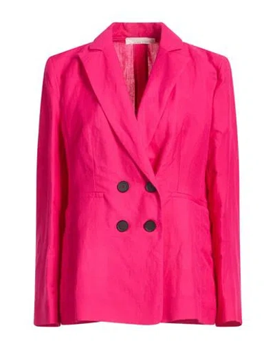 Liviana Conti Woman Blazer Fuchsia Size 6 Viscose, Linen In Pink