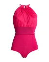 Liviana Conti Woman Bodysuit Fuchsia Size 10 Paper, Polyamide, Elastane In Pink