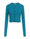Liviana Conti Woman Cardigan Azure Size 8 Virgin Wool